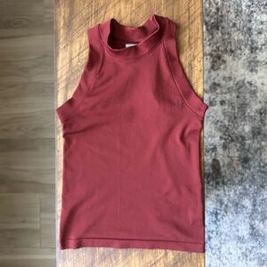 Athleta Burgundy Ribbed Top XS